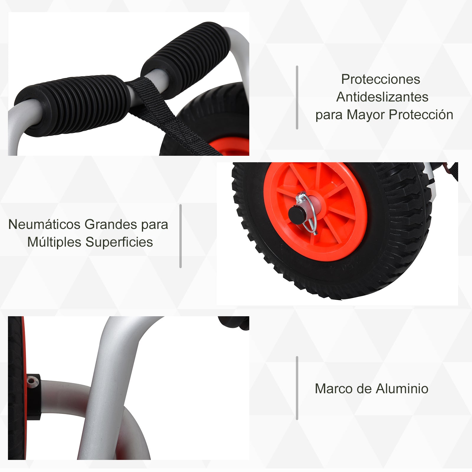 HOMCOM Carrinho de transporte dobrável para caiaque carga 75 kg de alumínio ajuste universal com rodas para barco canoa 57,5x33x24 cm prata - A minha loja
