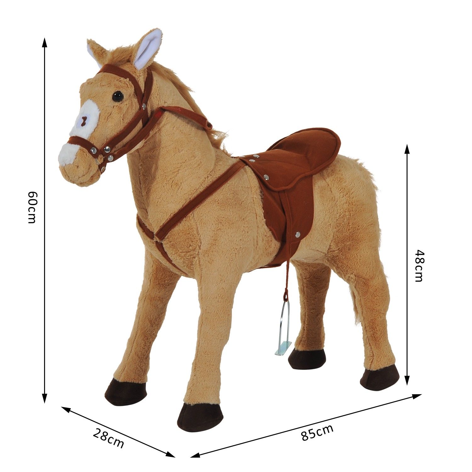 HOMCOM Cavalo de Brinquedo para Crianças de +3 Anos Cavalo de Brinquedo com Sons e Estrutura de Metal Carga 60kg 85x28x60 cm Bege - A minha loja