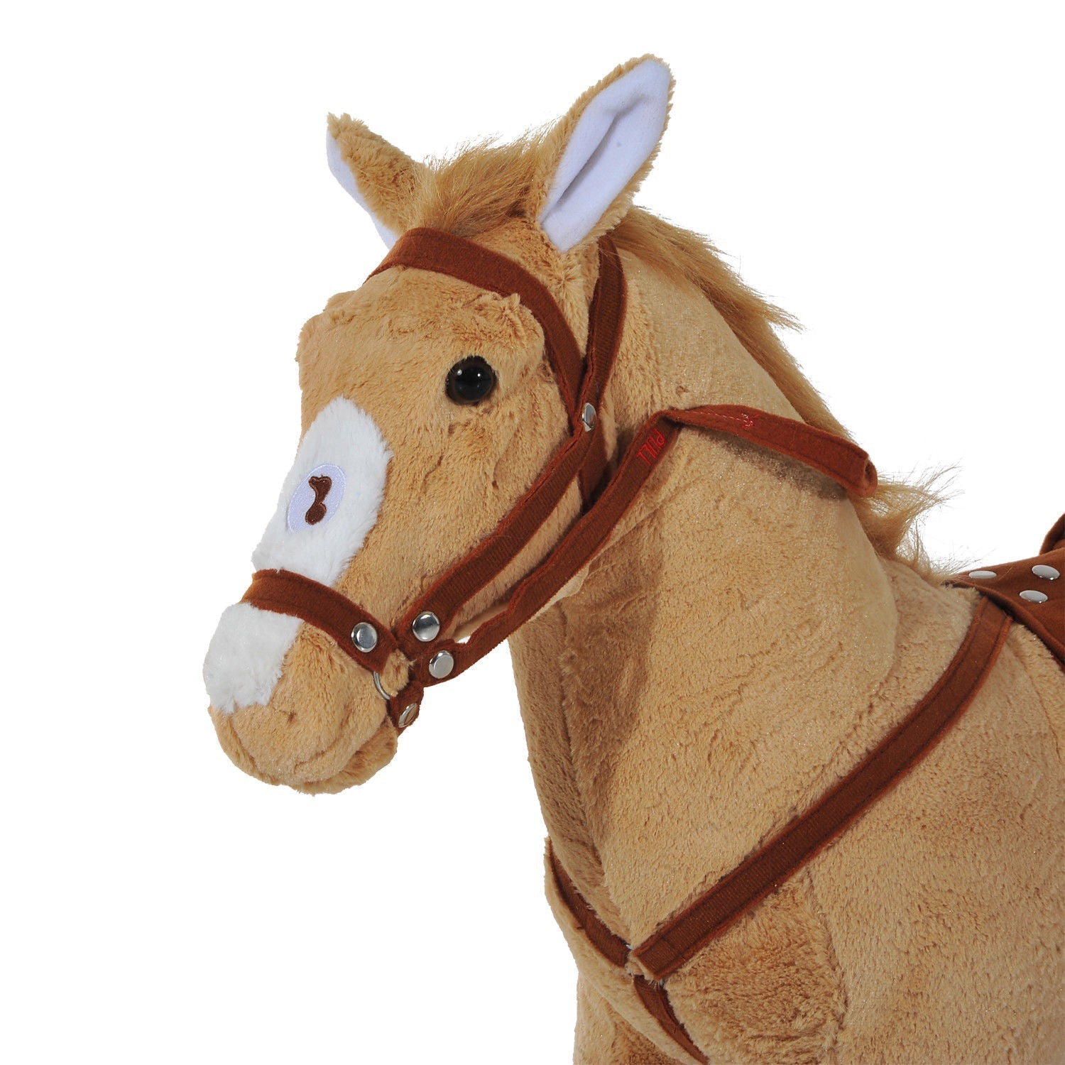 HOMCOM Cavalo de Brinquedo para Crianças de +3 Anos Cavalo de Brinquedo com Sons e Estrutura de Metal Carga 60kg 85x28x60 cm Bege - A minha loja