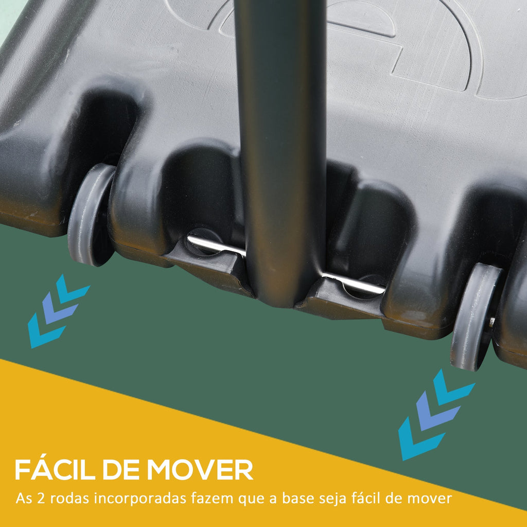 HOMCOM Cesta de Basquetebol de Exterior com Altura Ajustável 220 - 365 cm Aro de Basquetebol com Suporte Cesta de Basquetebol com Rodas Base Recarregável Preto - A minha loja