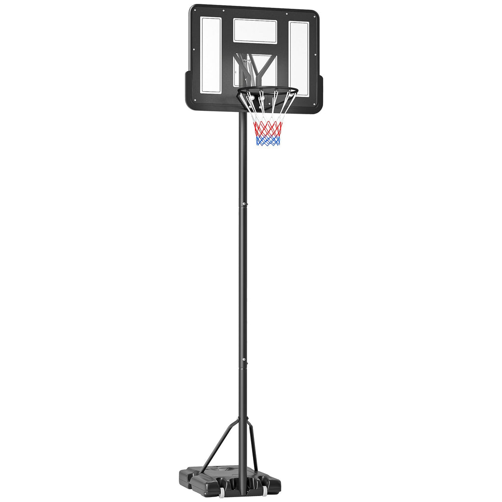 HOMCOM Cesta de Basquetebol de Exterior com Altura Ajustável 220 - 365 cm Aro de Basquetebol com Suporte Cesta de Basquetebol com Rodas Base Recarregável Preto - A minha loja