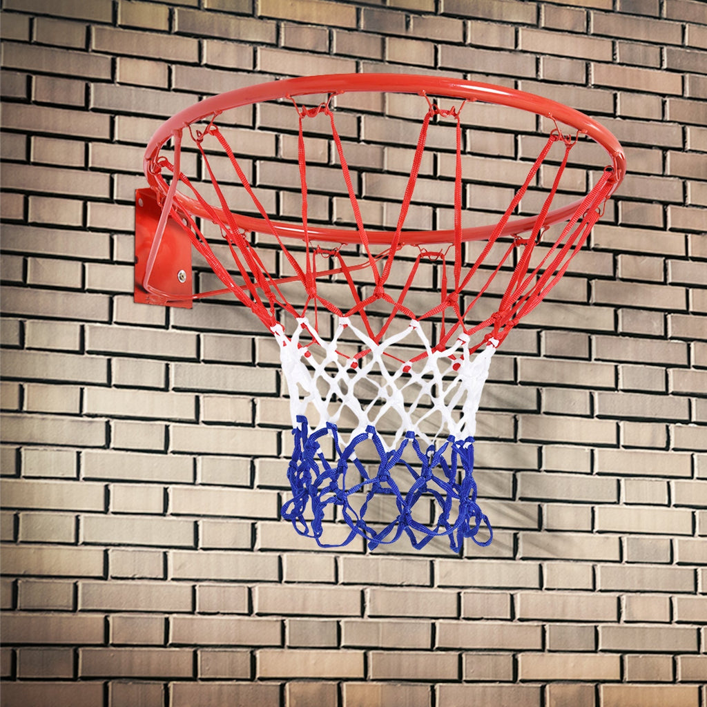 HOMCOM Cesta de Basquetebol de Parede Ø46 cm Aro de Basquetebol com Rede Estrutura Metálica 12 Ganchos para Interior e Exterior Vermelho - A minha loja