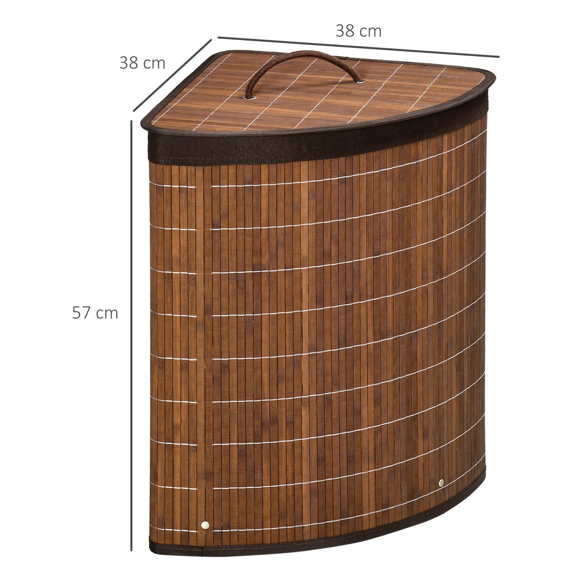 HOMCOM Cesto de Roupa de Bambu Capacidade de 55L Cesto para Roupa Suja em Forma de Leque com Tampa e Bolsa Amovível 38x38x57cm Marrom - A minha loja