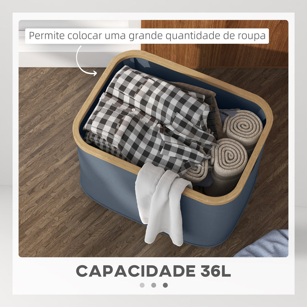 HOMCOM Cesto para Roupa Dobrável Cesto para Roupa Suja 36 L com Pega para Casa de Banho Dormitório Lavandaria 44,3x33,3x26,5 cm Cinza - A minha loja