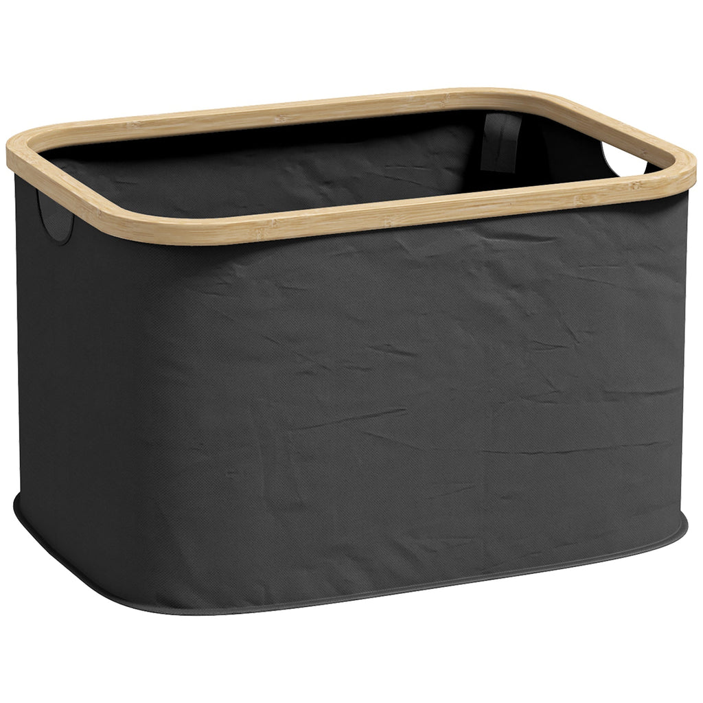 HOMCOM Cesto para Roupa Dobrável Cesto para Roupa Suja 36 L com Pega para Casa de Banho Dormitório Lavandaria 44,3x33,3x26,5 cm Preto - A minha loja
