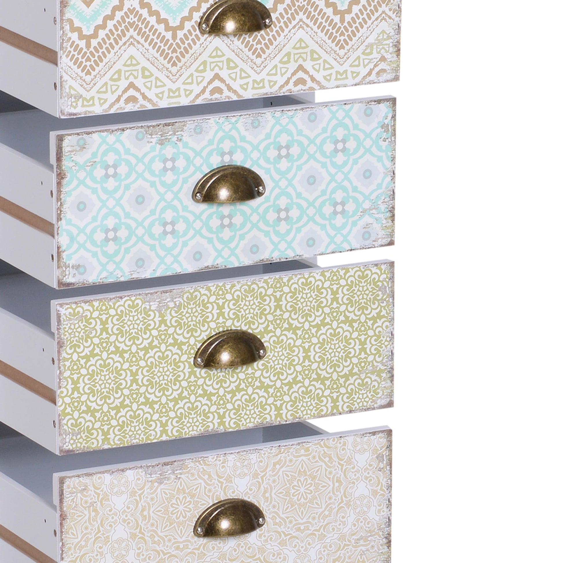 HOMCOM Cómoda de Dormitório Moderna Cómoda de Madeira com 5 Gavetas com Diferentes Padrões Móvel Cómoda para Sala de Estar Escritório 46x34x97,5 cm Multicor - A minha loja