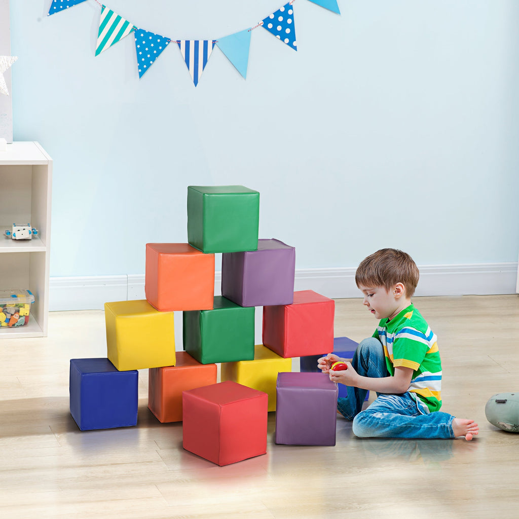 HOMCOM Conjunto de 12 Blocos Psicomotricidade para Crianças Blocos de Construção Figuras de Construção Brinquedo para Aprendizagem Multicor - A minha loja