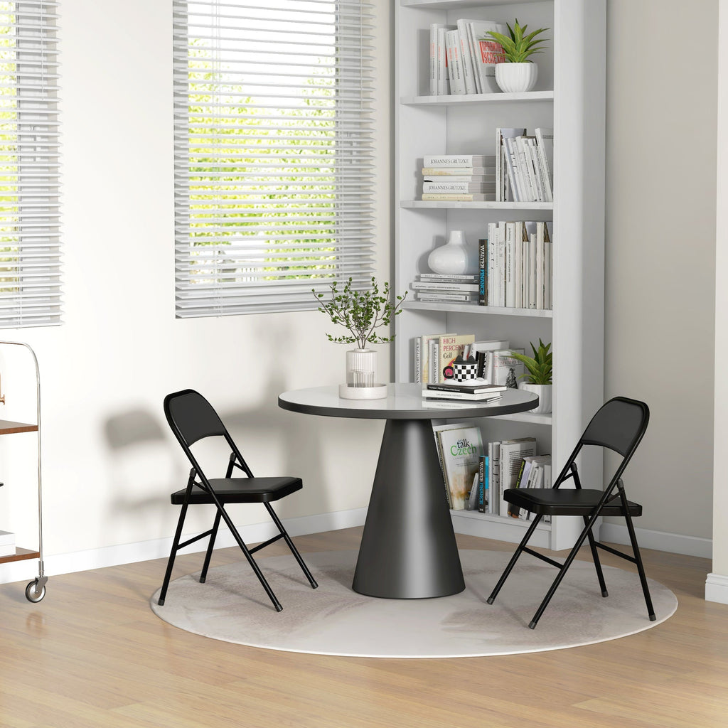HOMCOM Conjunto de 2 Cadeiras Dobráveis Cadeiras Dobráveis com Encosto e Estrutura de Aço para Sala de Estar Escritório Estúdio 45x46x78 cm Preto - A minha loja