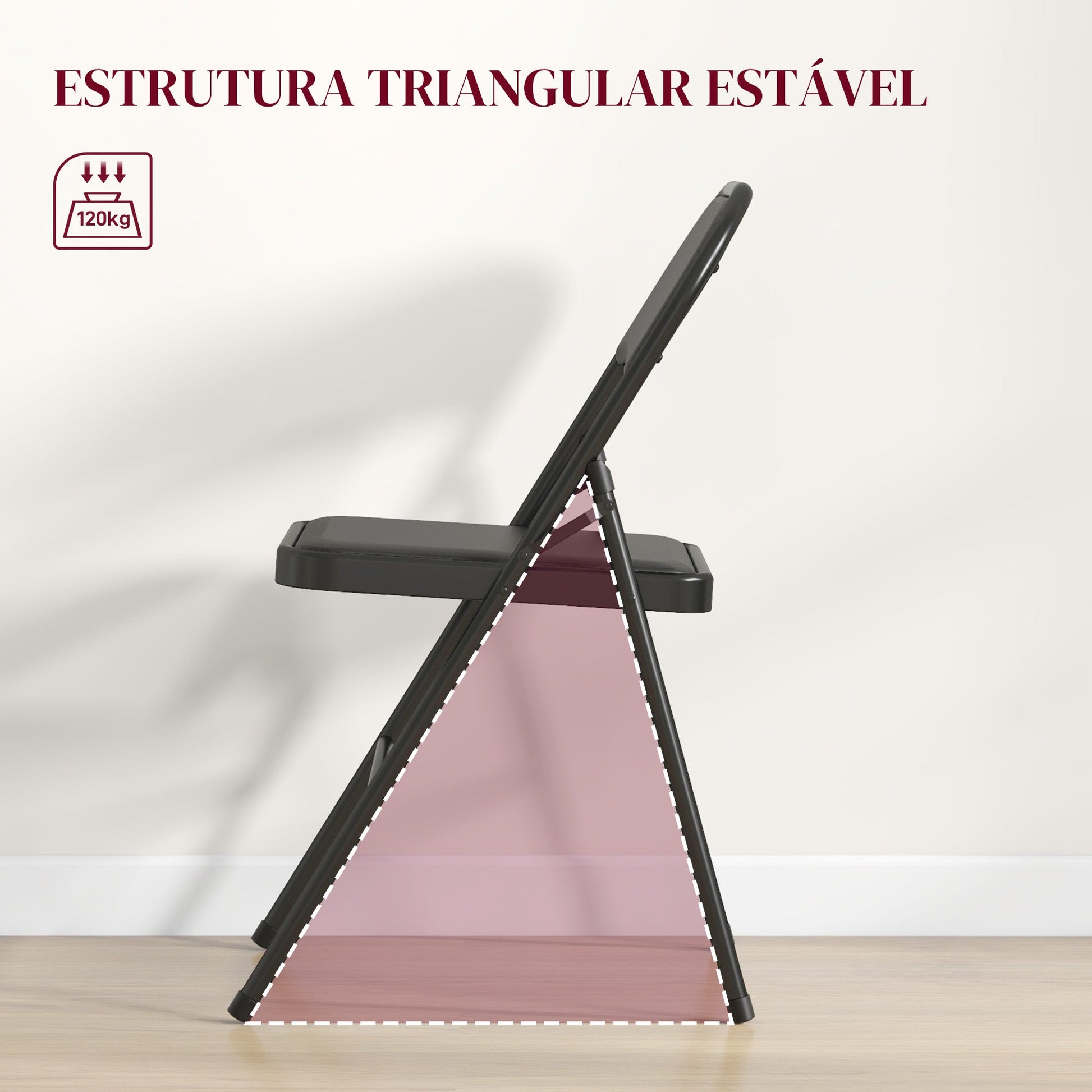 HOMCOM Conjunto de 2 Cadeiras Dobráveis Cadeiras Dobráveis com Encosto e Estrutura de Aço para Sala de Estar Escritório Estúdio 45x46x78 cm Preto - A minha loja