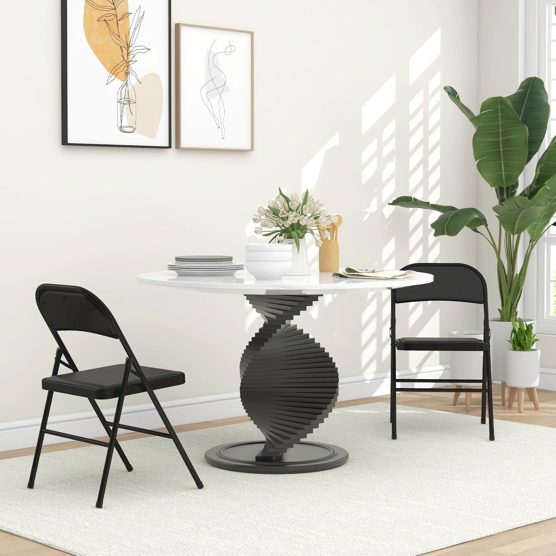 HOMCOM Conjunto de 2 Cadeiras Dobráveis Cadeiras Dobráveis com Encosto e Estrutura de Aço para Sala de Estar Escritório Estúdio 45x46x78 cm Preto - A minha loja