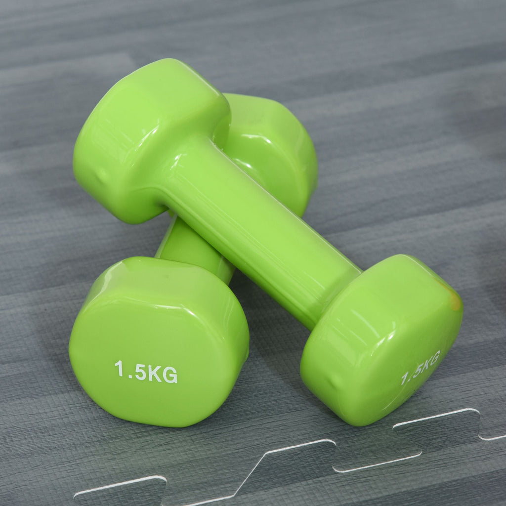 HOMCOM Conjunto de 6 Halteres Hexagonais 3 Pares de 1,5kg, 1kh e 0,5kg Conjunto de Halteres com Maleta de Transporte para Exercícios em Casa Academia Multicor - A minha loja