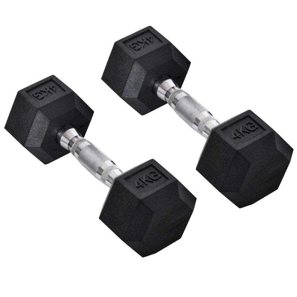 HOMCOM Conjunto de Halteres 8kg com Barra Metálica e Cabeça Hexagonal Conjunto Pesos para Treino em Casa Ginásio 27,2x10,5 cm Preto e Prata - A minha loja