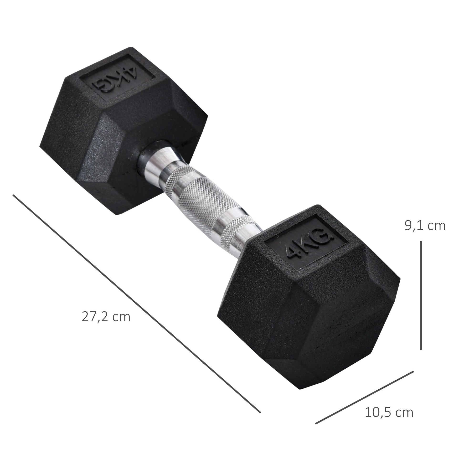 HOMCOM Conjunto de Halteres 8kg com Barra Metálica e Cabeça Hexagonal Conjunto Pesos para Treino em Casa Ginásio 27,2x10,5 cm Preto e Prata - A minha loja
