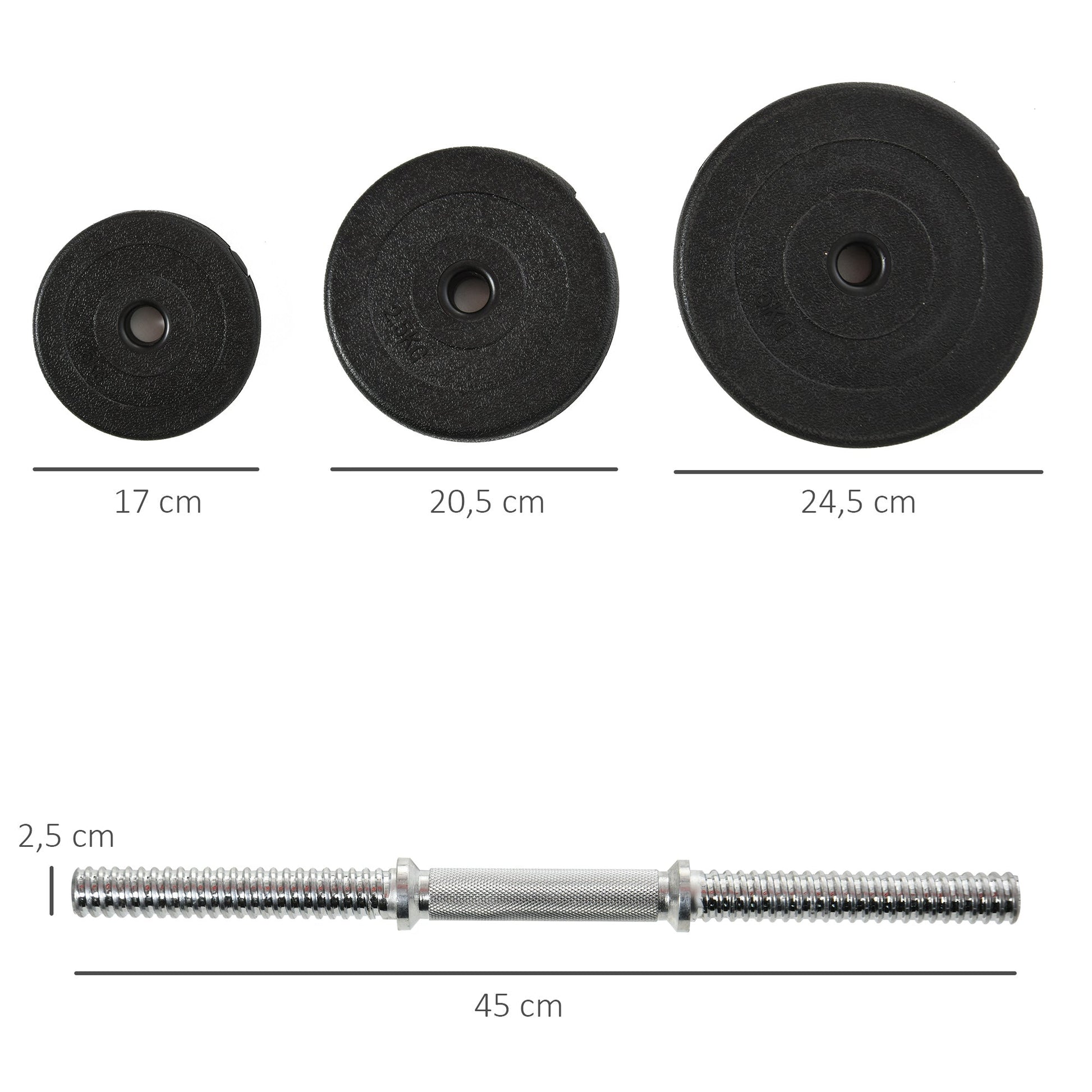 HOMCOM Conjunto de Halteres Pesos Fitness 40kg Ajustável Musculação com Barra de Aço e Discos para Ginásio Casa Preto e Prata - A minha loja