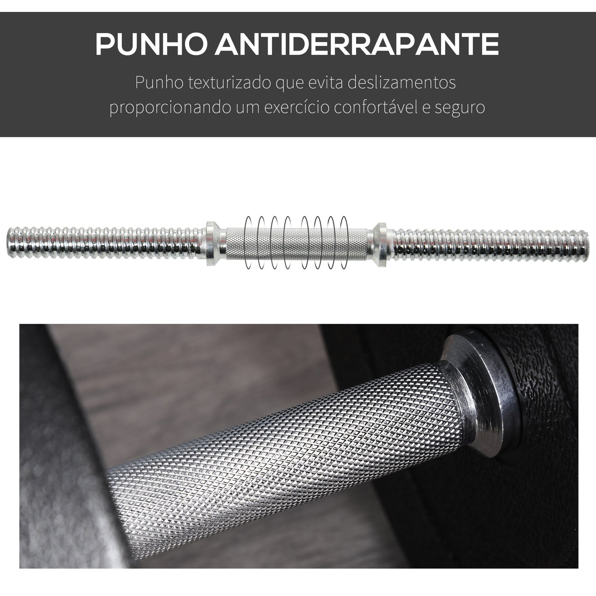 HOMCOM Conjunto de Halteres Pesos Fitness 40kg Ajustável Musculação com Barra de Aço e Discos para Ginásio Casa Preto e Prata - A minha loja