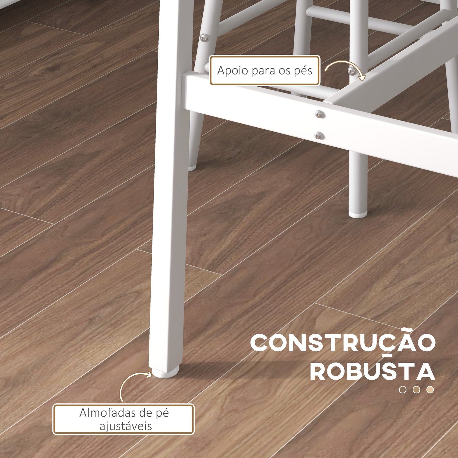 HOMCOM Conjunto de Mesa Alta de Bar com 2 Bancos Mesa Alta de Cozinha com Bancos Estrutura em Aço Mesa Alta Estilo Industrial para Sala de Jantar Natural e Branco - A minha loja