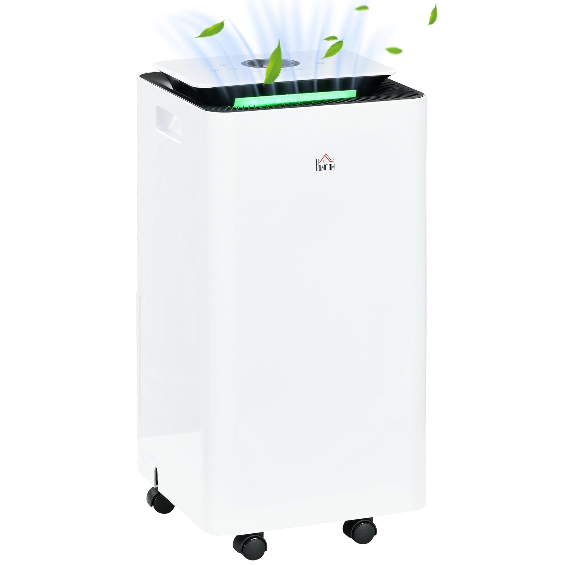 HOMCOM Desumidificador Elétrico 10L/dia Depósito de Água 2,5L Desumidificador de Ar Silencioso com 5 Modos 2 Velocidades Ecrã LED e Temporizador para Dormitórios Sala de Estar 25x25x50,5 cm Branco - A minha loja
