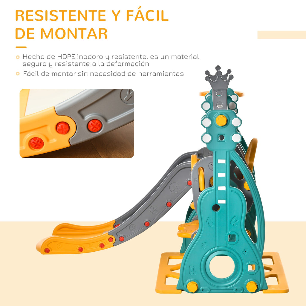 HOMCOM Escorega Infantil com Baloiço e Cesta de Basquetebol 3 em 1 para 18 - 36 Meses com Assento Ajustável Parque Infantil para Interior e Exterior 152x149x107cm Multicor - A minha loja
