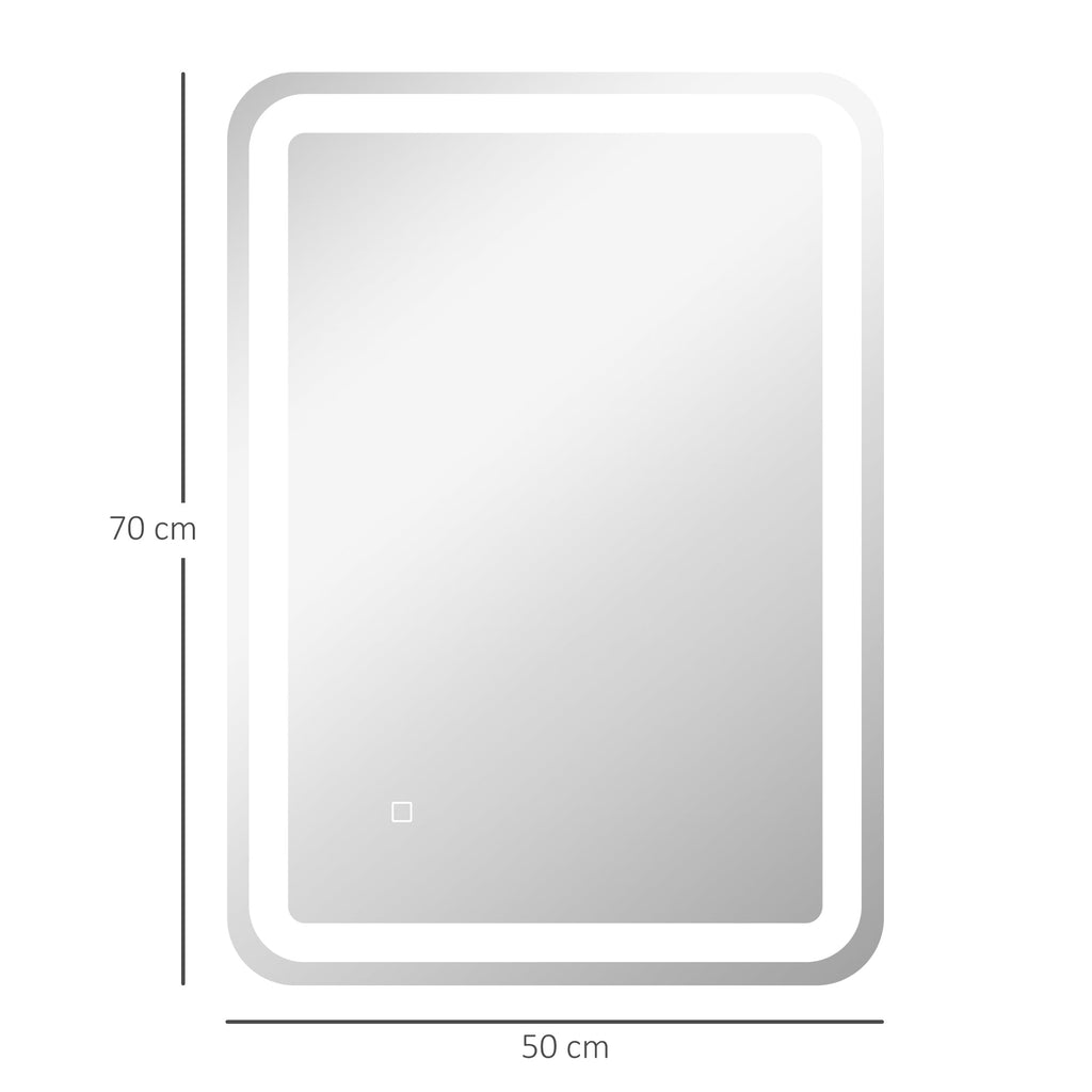 HOMCOM Espelho Casa de banho com Luzes LED 70x50 cm Espelho de Parede Antiembaciamento com 3 Temperaturas de Cor Ajustável e Função de Memória Horizontal e Vertical Prata - A minha loja