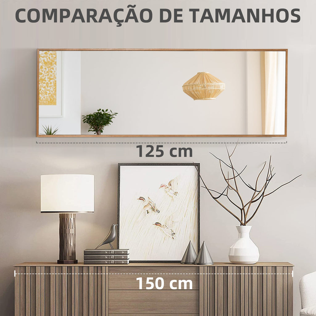 HOMCOM Espelho de Parede 45x125 cm Espelho de Corpo Inteiro de Madeira Estilo Moderno Decoração para Sala de Estar dormitório Entrada Madeira - A minha loja