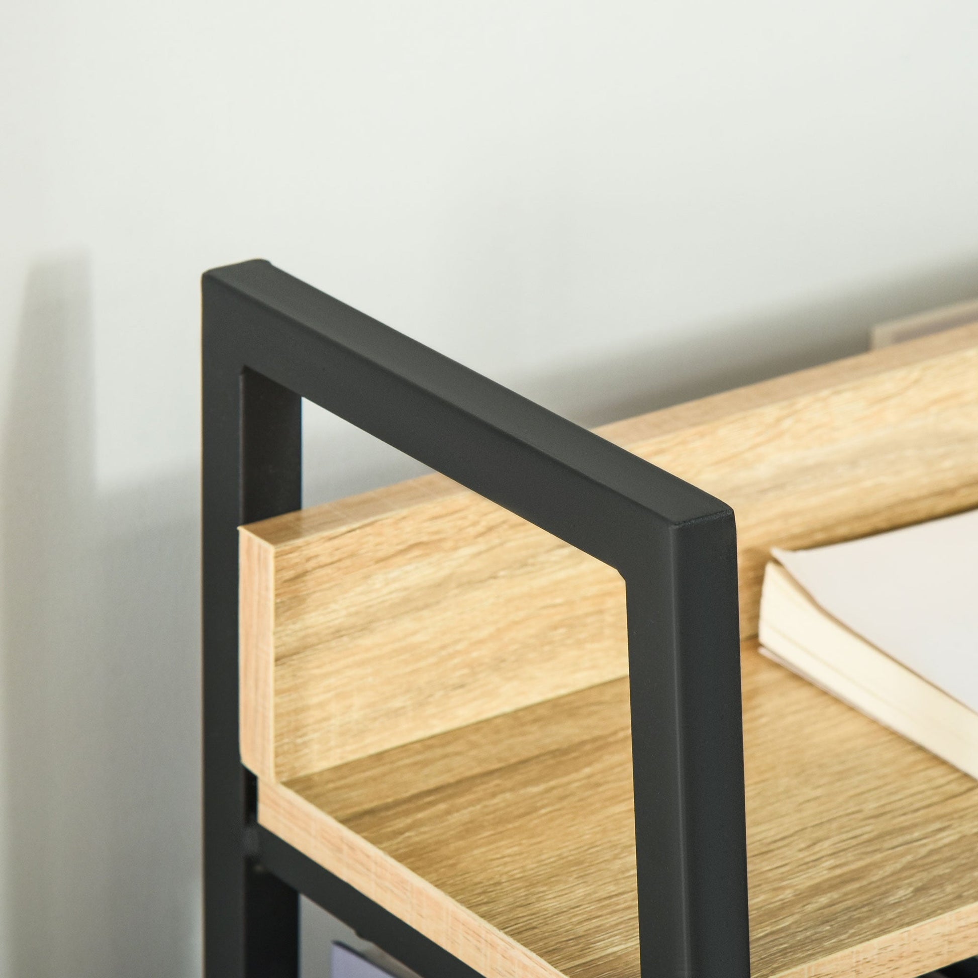 HOMCOM Estante de Estilo Industrial com 5 Níveis Estante de Sala de Estar para Livros com Estrutura de Metal Carga 25 kg para Escritório Estudo 70x35x149,5 cm Natural - A minha loja