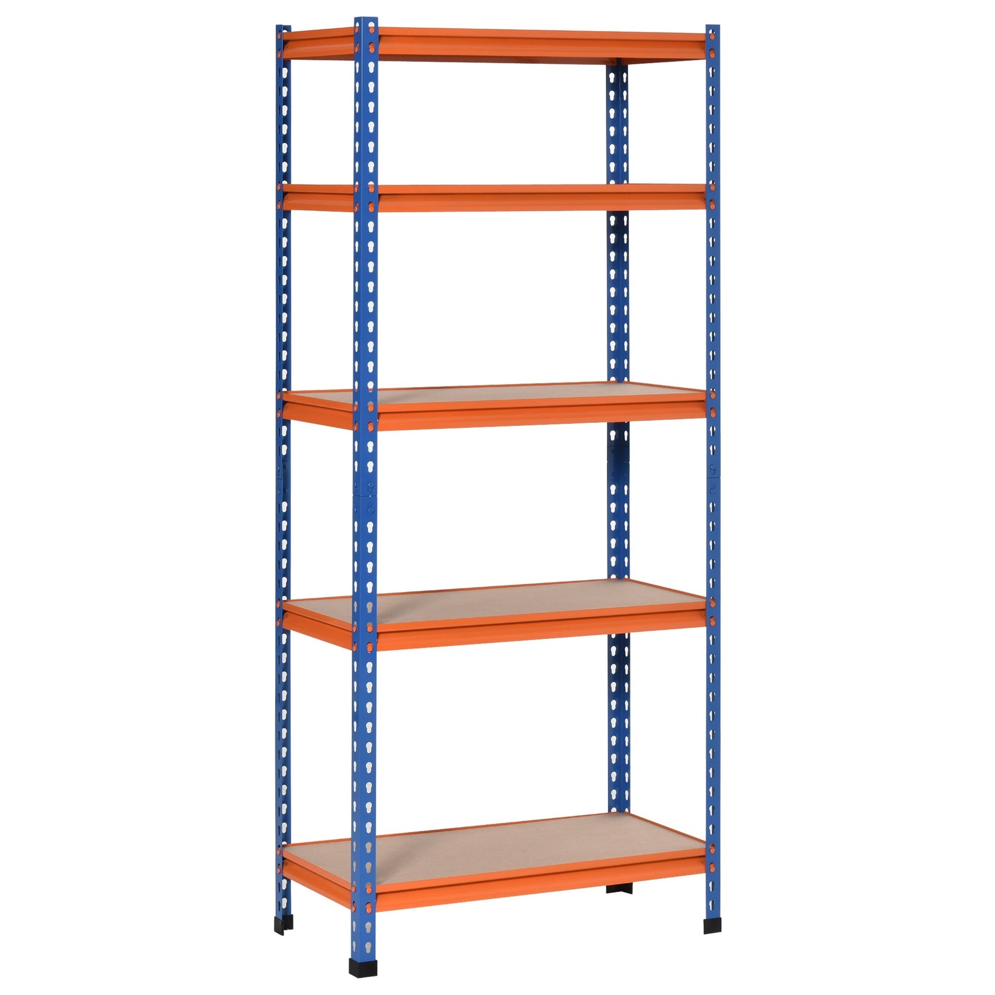 HOMCOM Estante Metálica de Armazenamento 80x40x182cm com 5 Prateleiras Altura Ajustável Carga Máxima por Prateleira 300kg para Armazenamento Garagem Oficina Azul e Laranja - A minha loja