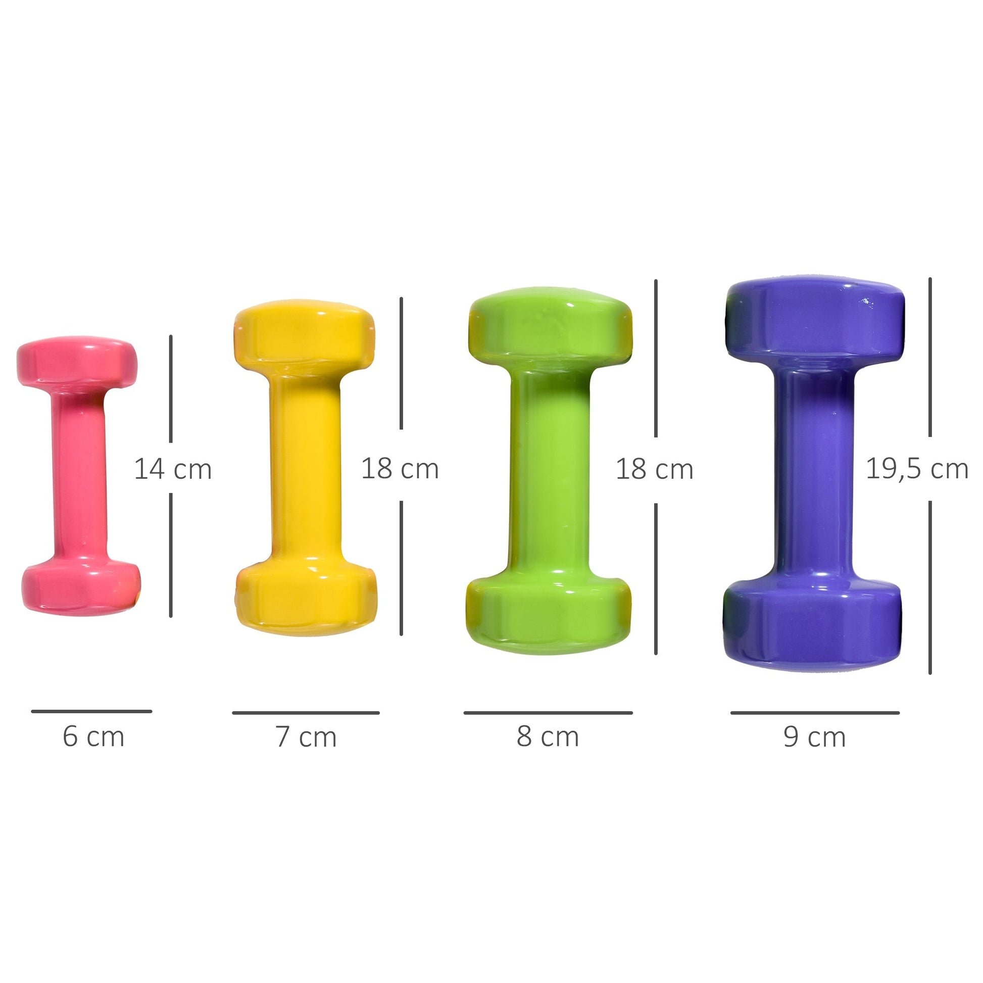 HOMCOM Jogo de 8 Halteres Hexagonais 4 Pares 4kg 3kg 2kg 1kg com Revestimento Pesos para Exercícios em Casa Academia Aço Multicolor - A minha loja