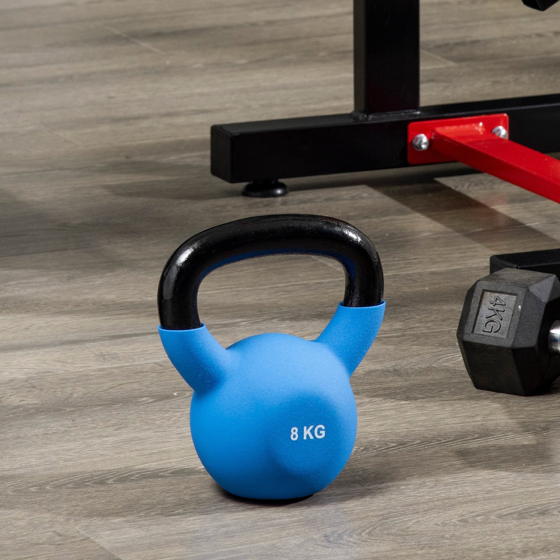 HOMCOM Kettlebell de 8kg de Ferro Fundido Haltere Kettlebell com Revestimento de Neoprene para Treinamento de Força Casa Ginásio 18x11x20cm Azul - A minha loja