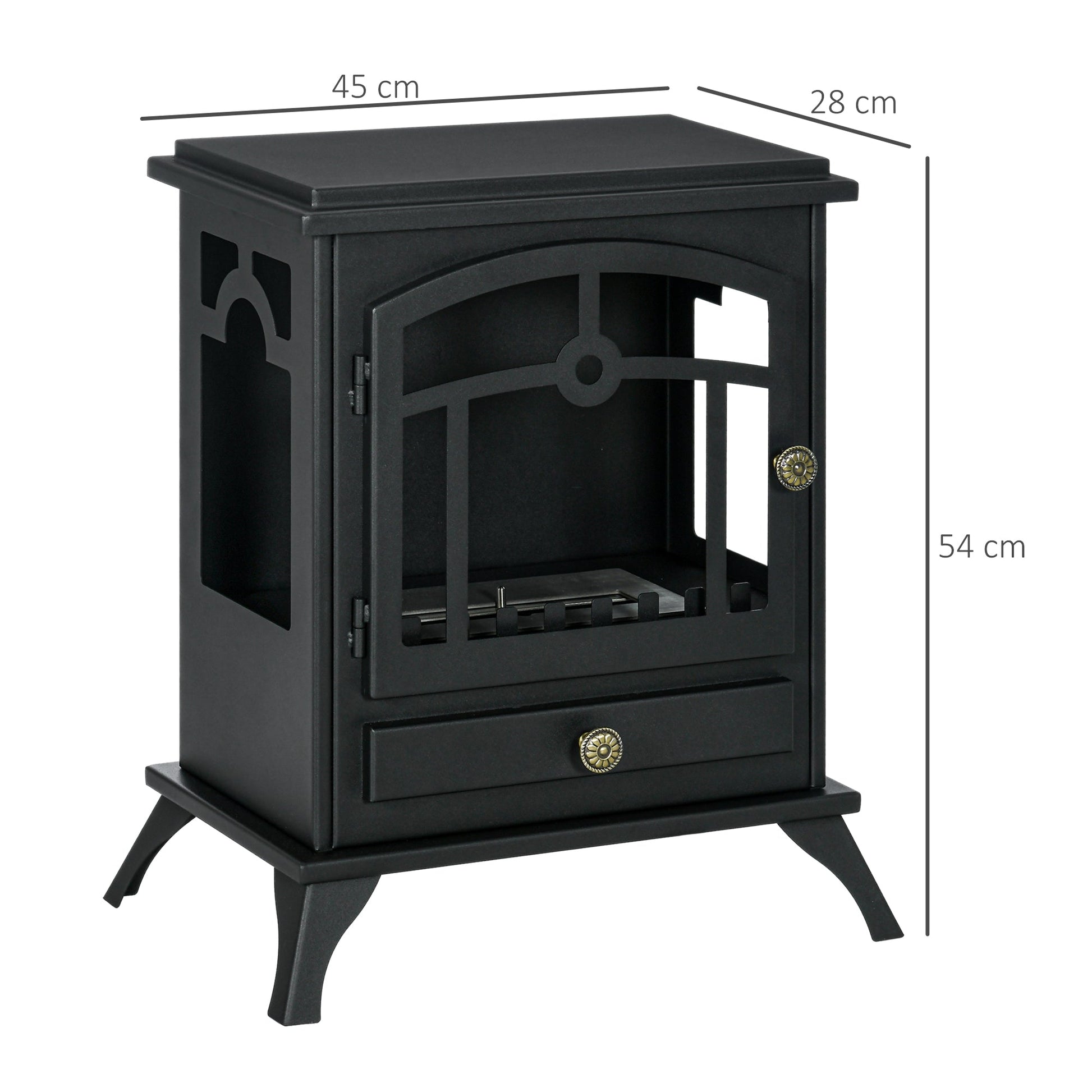 HOMCOM Lareira de Bioetanol Lareira de Bioetanol de Pé com Depósito de 1,2L Apagador de Chamas de Aço Inoxidável Tempo de Combustão 3H para Interiores 20 - 25 m² 45x28x54 cm Preto - A minha loja