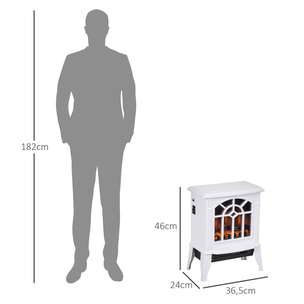 HOMCOM Lareira Elétrica Portátil 1000/2000W com Simulação de Chama Realista Termostato para Salas de até 20m² 36,5x24x46 cm Branco - A minha loja