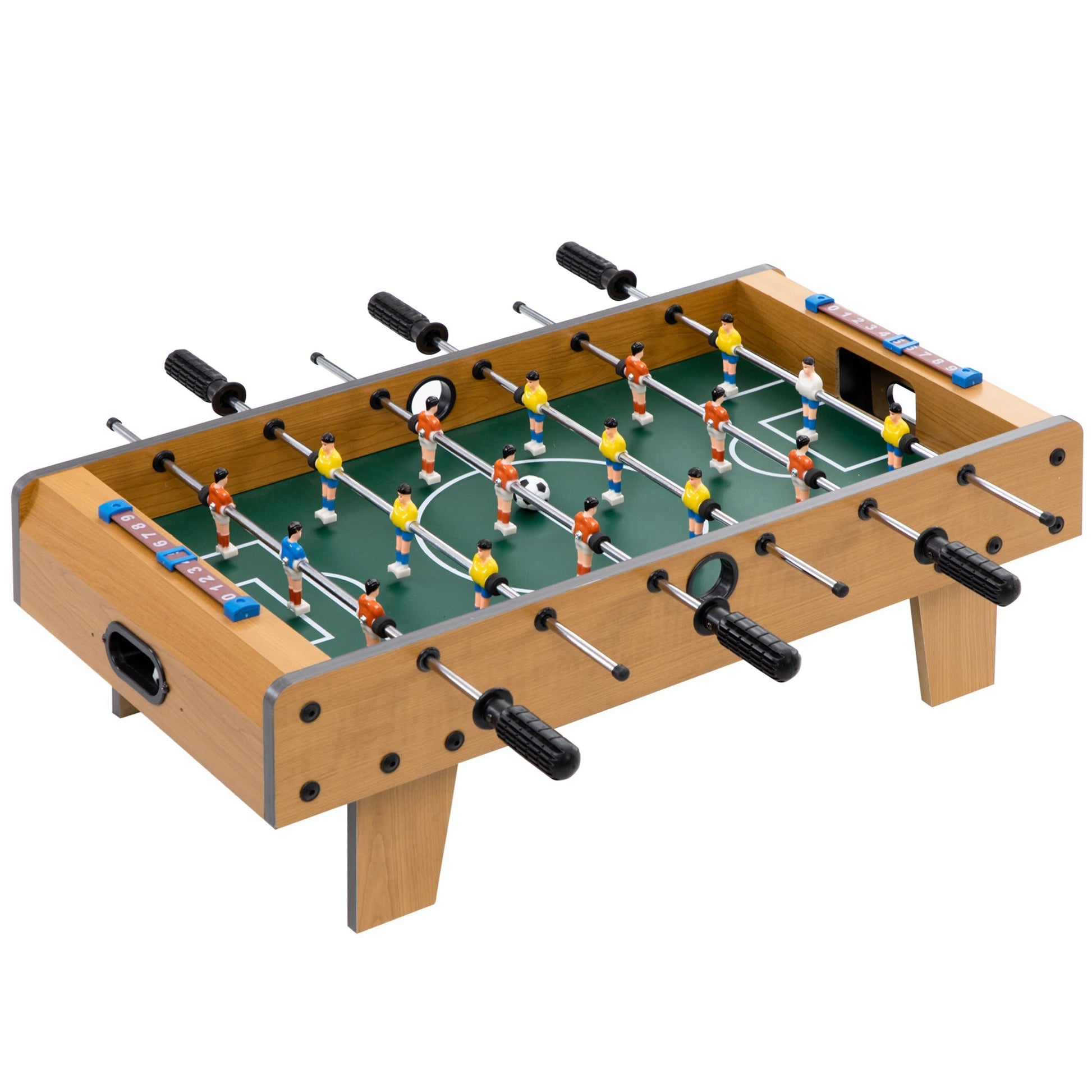 HOMCOM Matraquilho de Mesa para Crianças acima de 6 Anos Jogo de Mesa de Futbol de Madeira com 2 Bolas 6 Varas 2 Marcadores de Pontos 18 Jogadores 69x36,5x22cm Madeira - A minha loja