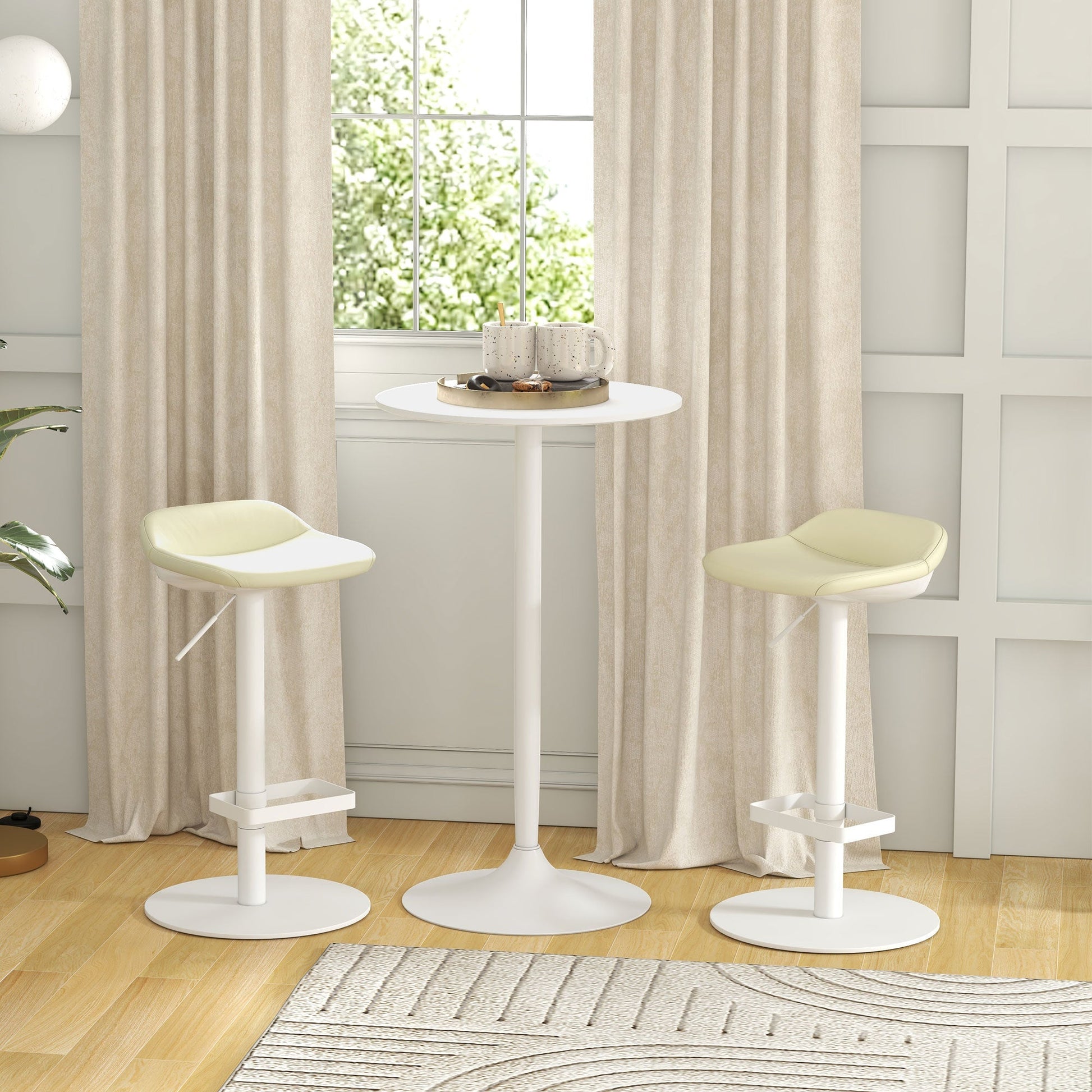 HOMCOM Mesa de Bar Redonda Mesa Alta de Cozinha Moderna com Bancada Pintada e Estrutura de Aço para 2 Pessoas para Casa Sala de Jantar Ø60x102 cm Branco - A minha loja