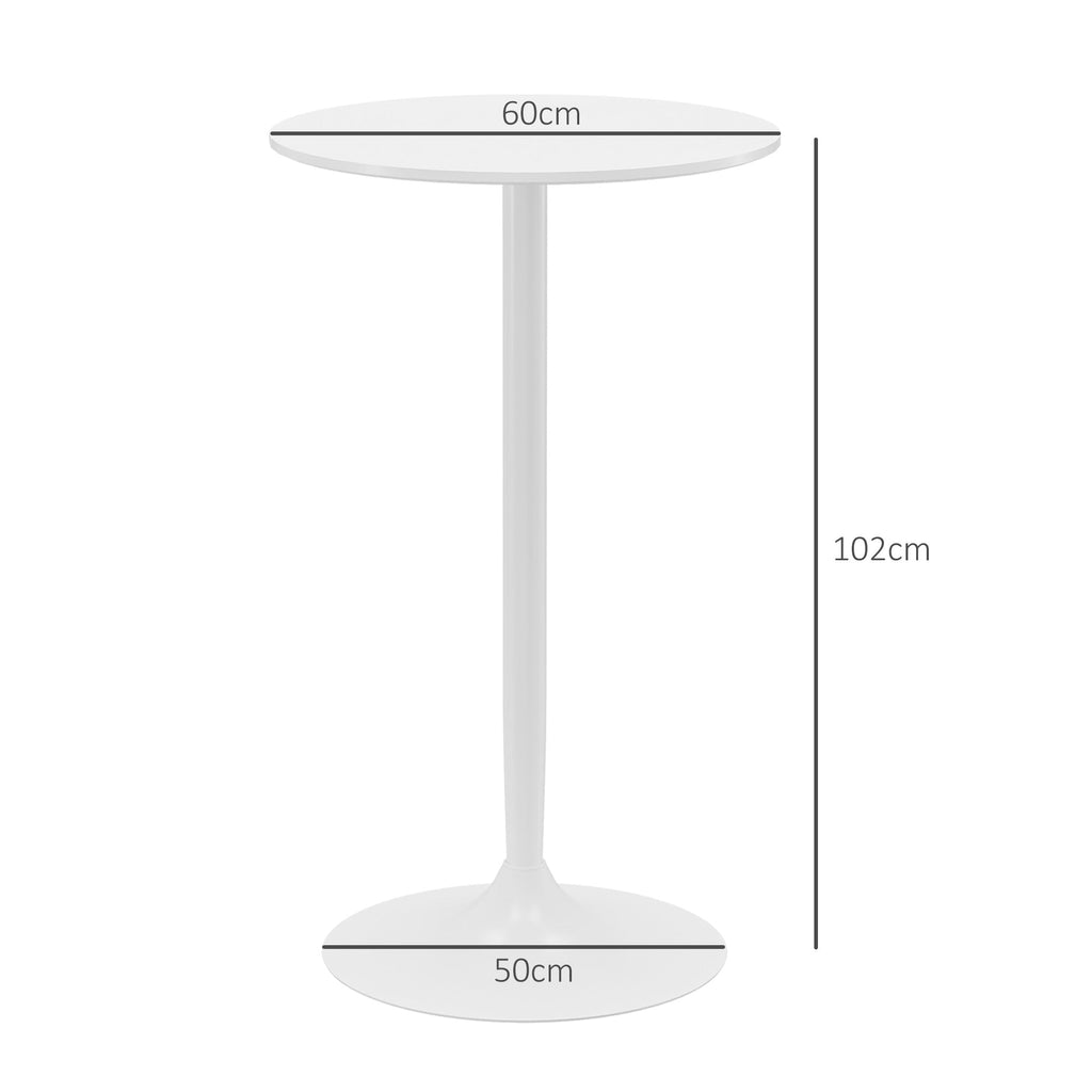 HOMCOM Mesa de Bar Redonda Mesa Alta de Cozinha Moderna com Bancada Pintada e Estrutura de Aço para 2 Pessoas para Casa Sala de Jantar Ø60x102 cm Branco - A minha loja