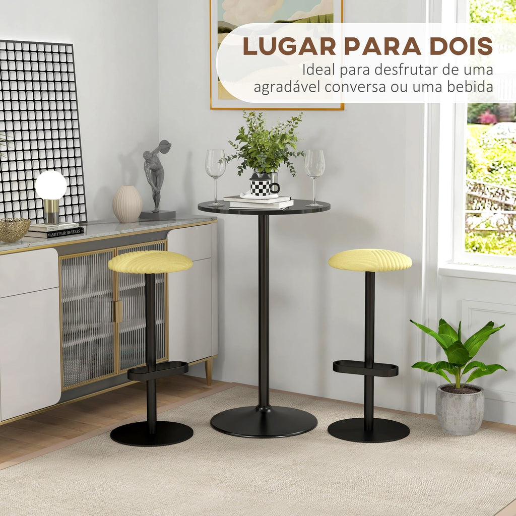 HOMCOM Mesa de Bar Redonda Mesa Alta de Cozinha Moderna com Bancada Pintada e Estrutura de Aço para 2 Pessoas para Casa Sala de Jantar Ø60x102 cm Preto - A minha loja