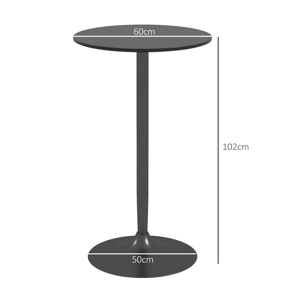 HOMCOM Mesa de Bar Redonda Mesa Alta de Cozinha Moderna com Bancada Pintada e Estrutura de Aço para 2 Pessoas para Casa Sala de Jantar Ø60x102 cm Preto - A minha loja