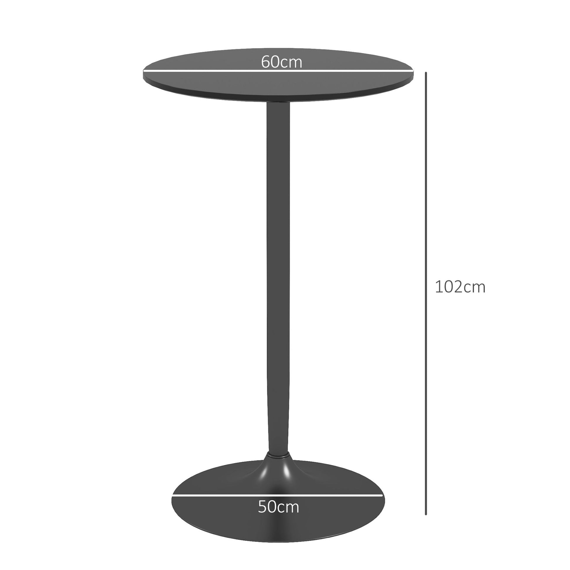 HOMCOM Mesa de Bar Redonda Mesa Alta de Cozinha Moderna com Bancada Pintada e Estrutura de Aço para 2 Pessoas para Casa Sala de Jantar Ø60x102 cm Preto - A minha loja