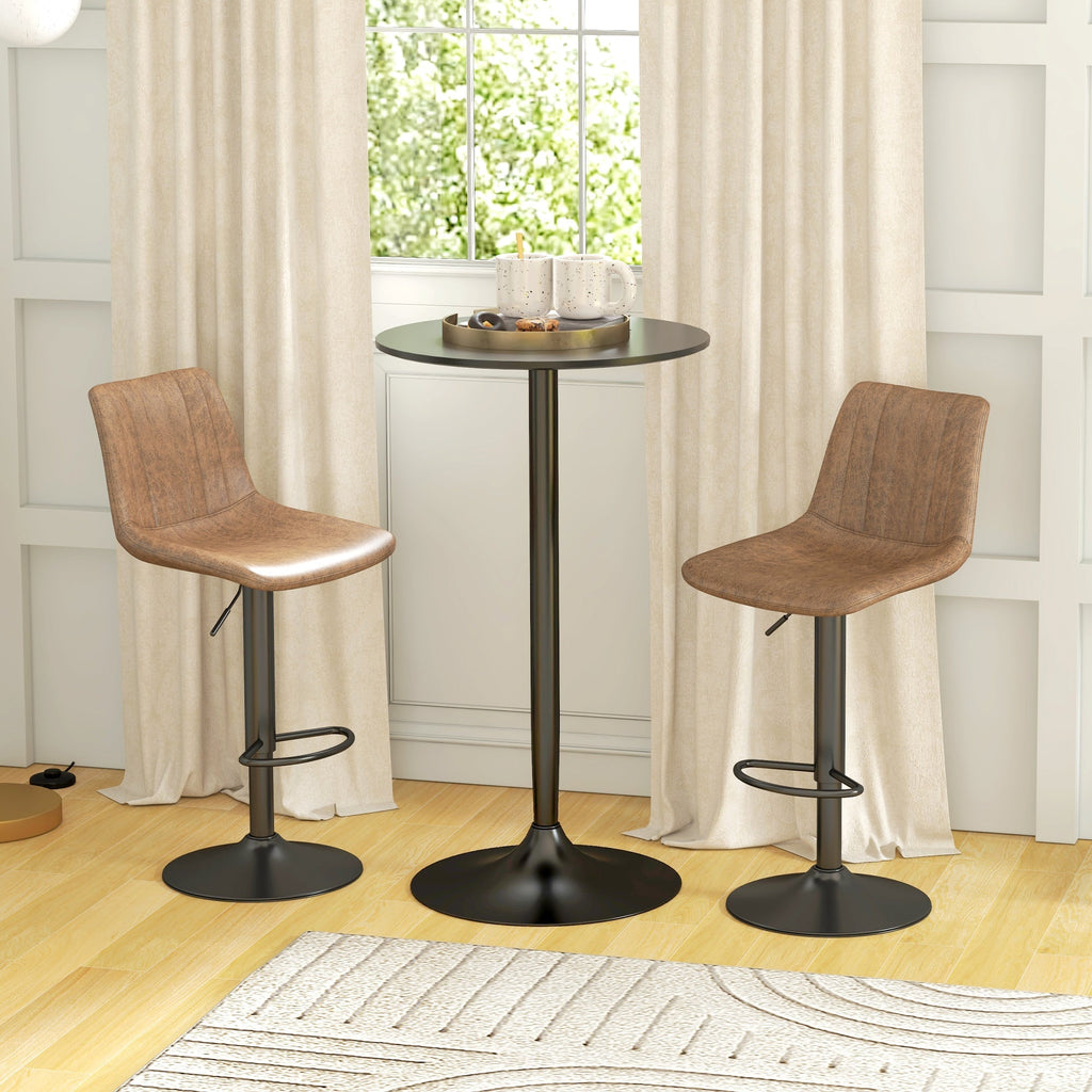 HOMCOM Mesa de Bar Redonda Mesa Alta de Cozinha Moderna com Bancada Pintada e Estrutura de Aço para 2 Pessoas para Casa Sala de Jantar Ø60x102 cm Preto - A minha loja