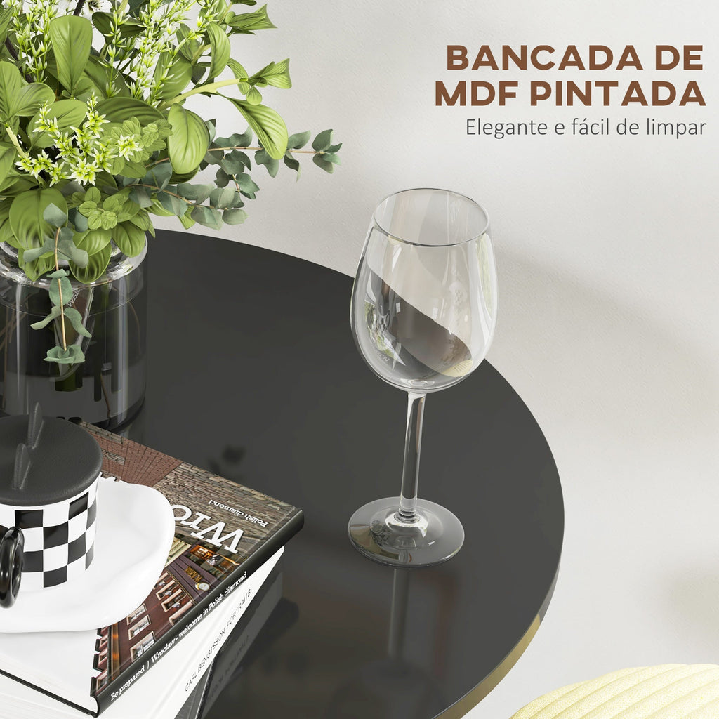HOMCOM Mesa de Bar Redonda Mesa Alta de Cozinha Moderna com Bancada Pintada e Estrutura de Aço para 2 Pessoas para Casa Sala de Jantar Ø60x102 cm Preto - A minha loja