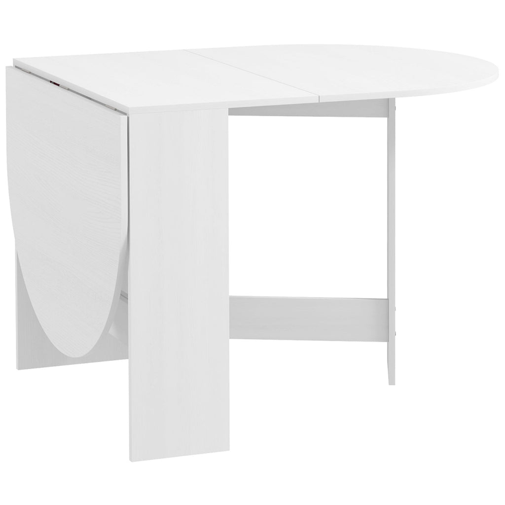 HOMCOM Mesa de Cozinha Dobrável Mesa de Jantar Dobrável Ovalada com Laterais Abatíveis Estilo Moderno 163x80x75 cm Branco - A minha loja