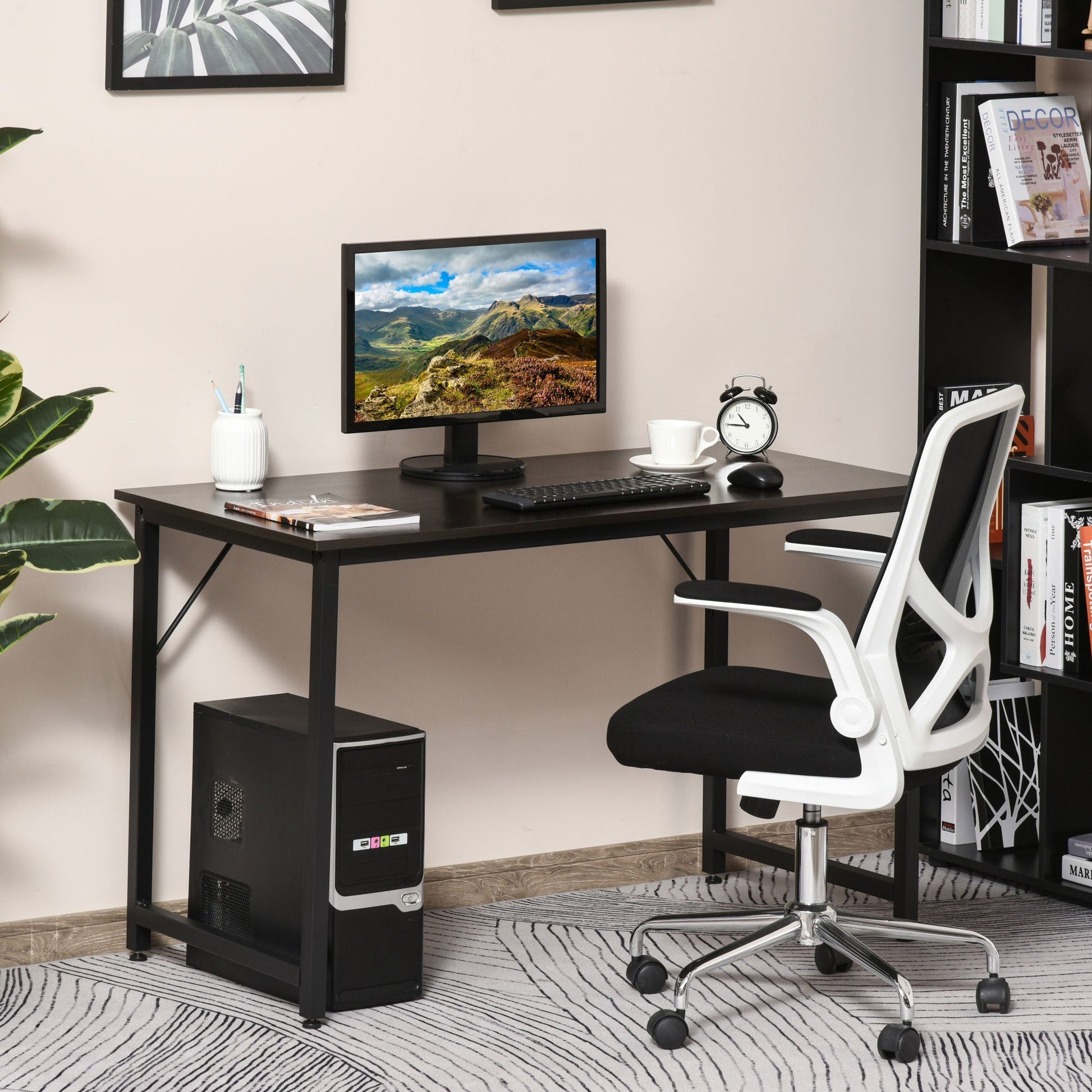 HOMCOM Mesa de escritório Mesa de computador Mesa de estudo Mobiliário de Escritório Simples 120x60x73cm Carga 70kg - A minha loja