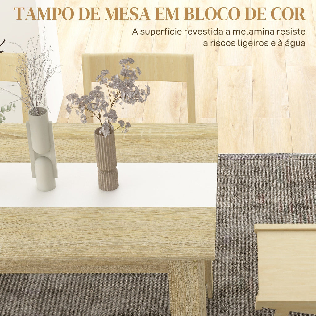 HOMCOM Mesa de Jantar Moderna Mesa para Sala Retangular para 4 - 6 Pessoas Carga 100 kg 140x89,5x75 cm Branco e Carvalho - A minha loja