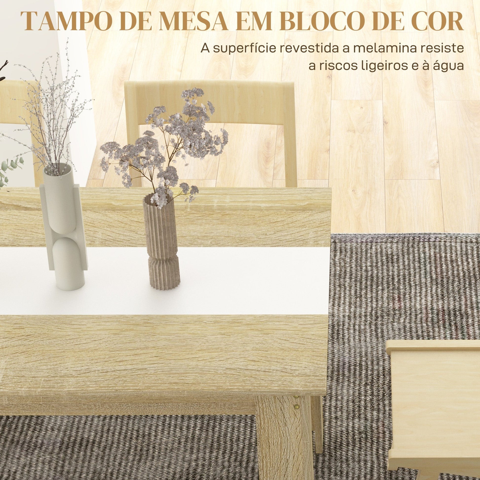 HOMCOM Mesa de Jantar Moderna Mesa para Sala Retangular para 4 - 6 Pessoas Carga 100 kg 140x89,5x75 cm Branco e Carvalho - A minha loja