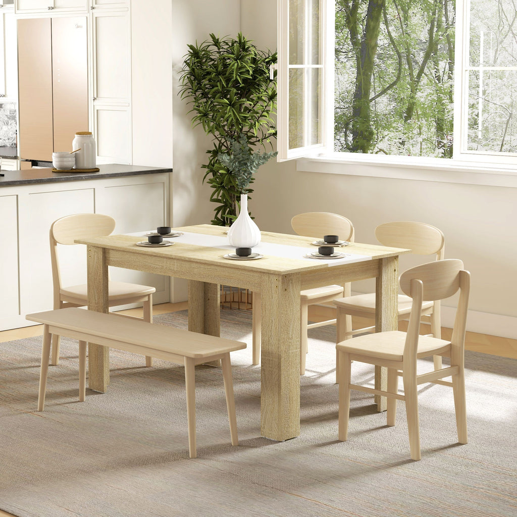 HOMCOM Mesa de Jantar Moderna Mesa para Sala Retangular para 4 - 6 Pessoas Carga 100 kg 140x89,5x75 cm Branco e Carvalho - A minha loja