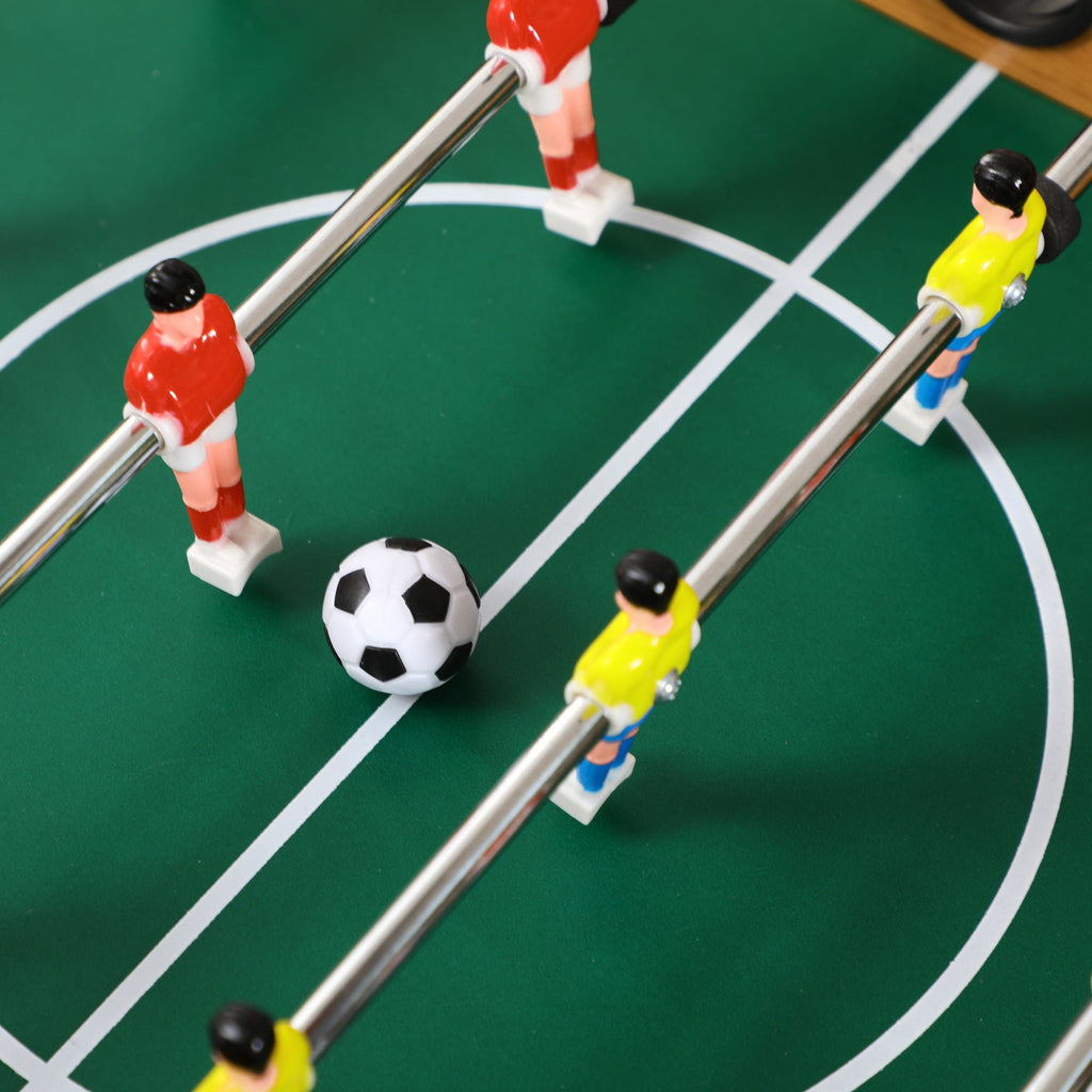 HOMCOM Mesa de Matraquilho para Crianças e Adultos Matraquilho 69x37x70cm com 2 Bolas 6 Hastes Metálicas 2 Placares de Pontos 18 Jogadores Pés Dobrável para Familias Festas Madeira - A minha loja