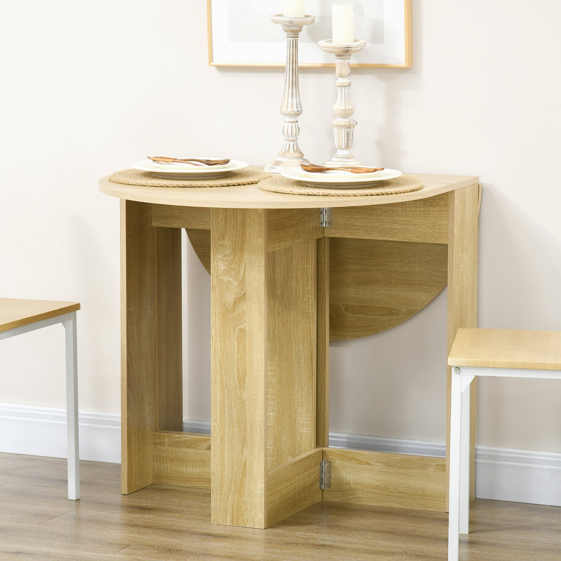HOMCOM Mesa de Sala de Jantar Dobrável com 2 Laterais Mesa Auxiliar de Madeira para Cozinha Sala de Estar 104x76x73,7 cm Madeira - A minha loja