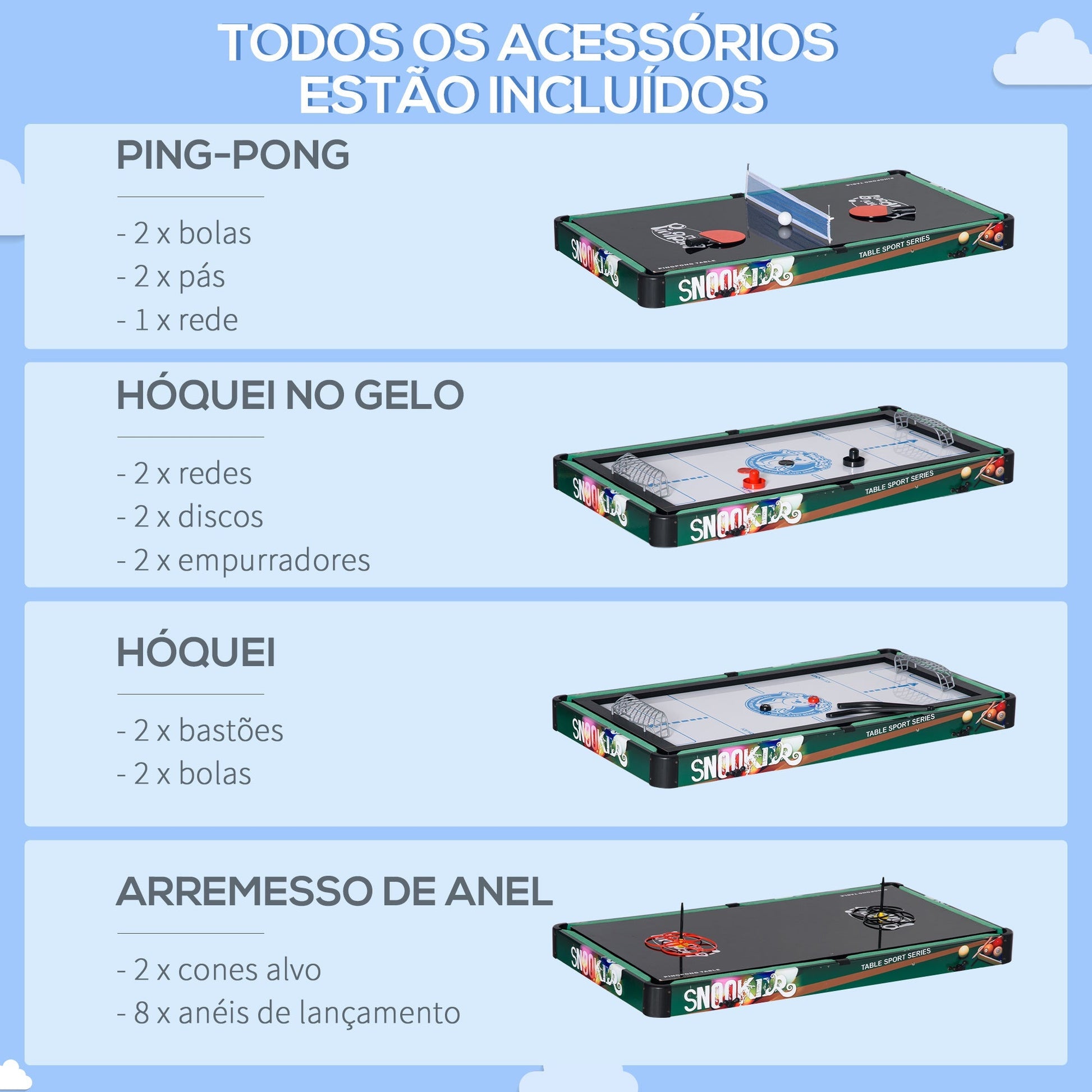 HOMCOM Mesa Multi Jogos para Crianças acima de 7 Anos Mesa de Jogos 6 em 1 Dobrável Bilhar Matraquilho Ping Pong Lançamento de Anéis Hóquei no Gelo e Air Hóquei 118x104x71cm Multicor - A minha loja