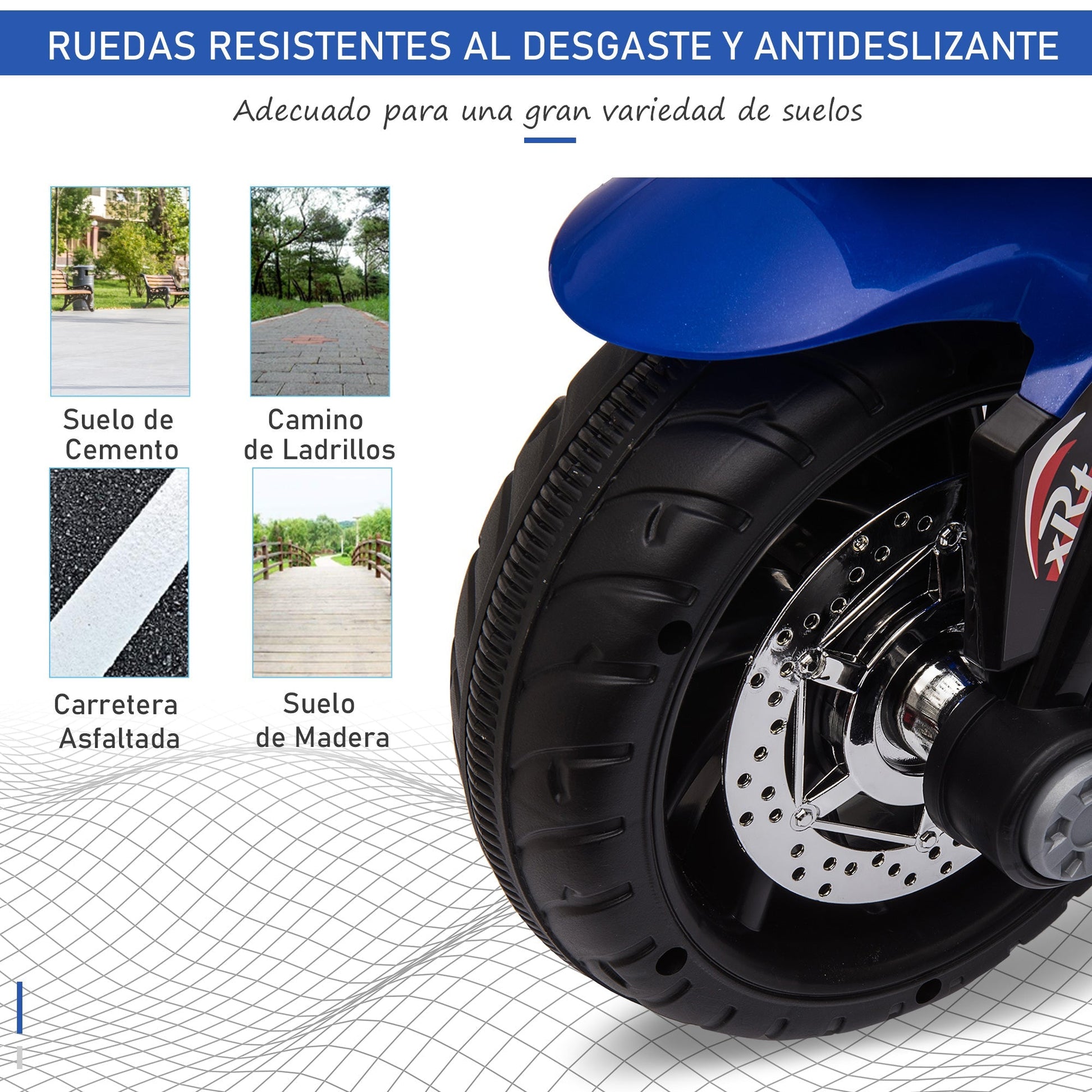 HOMCOM Motocicleta Elétrica Infantil com 3 Rodas para Crianças acima de 3 anos Triciclo com Pedal para Crianças Bateria 6V com Luzes Música Pneus Largos 86x42x52cm Azul - A minha loja