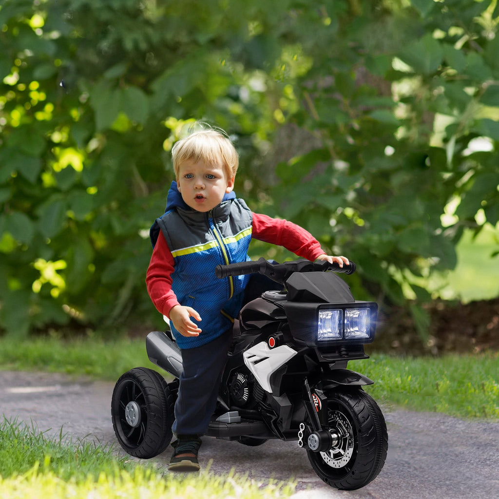 HOMCOM Motocicleta Elétrica Infantil com 3 Rodas para Crianças acima de 3 anos Triciclo com Pedal para Crianças Bateria 6V com Luzes Música Pneus Largos 86x42x52 cm Branco - A minha loja