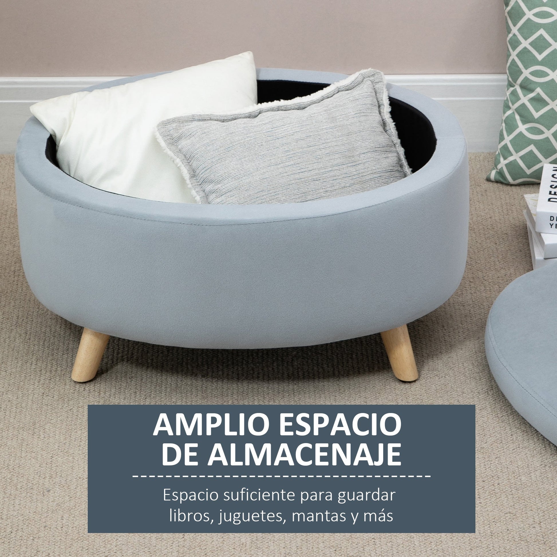 HOMCOM Otomano Puff Estofado em Veludo Acolchoado Banco de Armazenamento com Tampa Removível e Pés de Madeira para Dormitórios Sala de Estar Corredor 71x51,5x42 Cinza - A minha loja