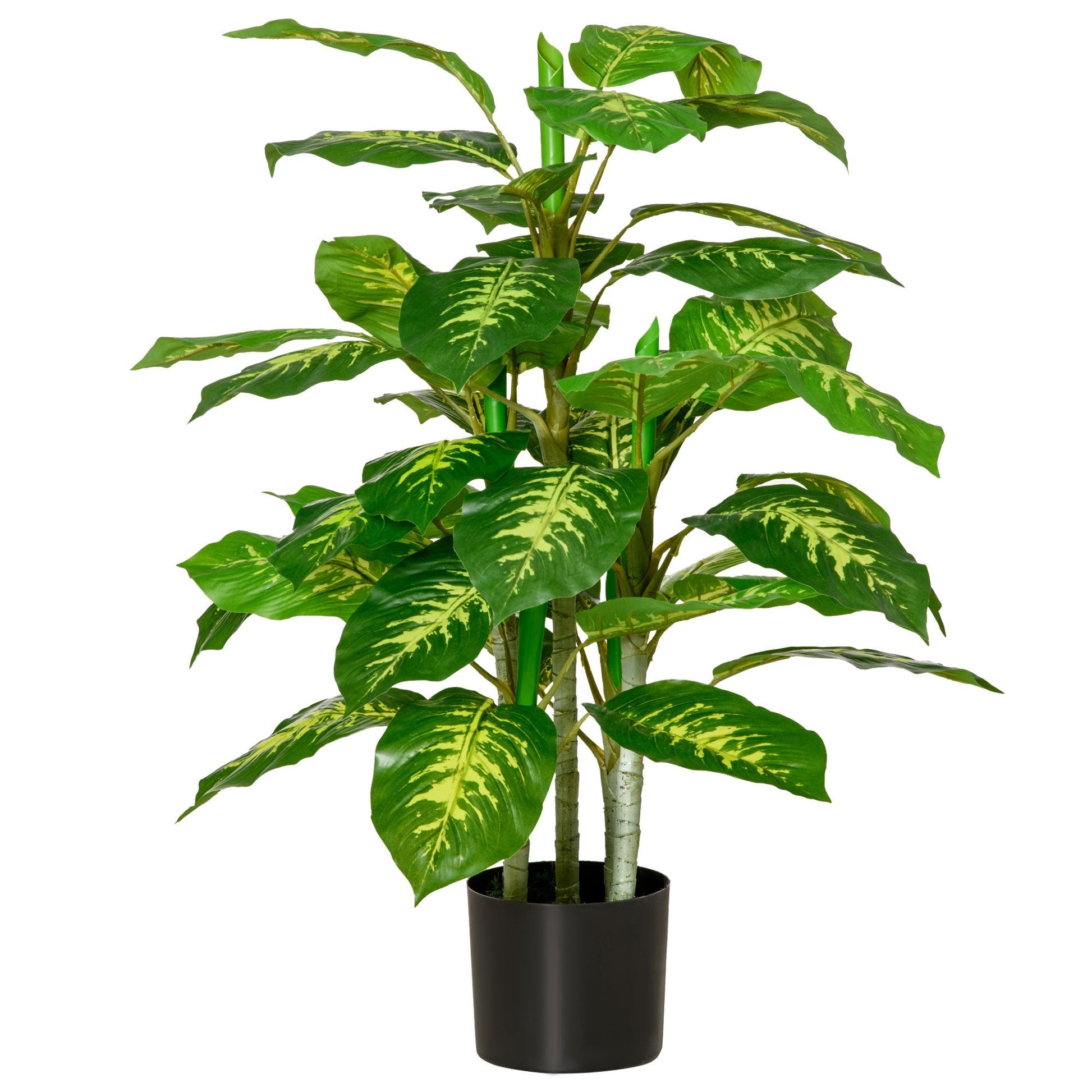 HOMCOM Planta Artificial Aglaonema Planta Sintética de 95cm com 42 Folhas e Vaso de Cimento Decoração para Casa Escritório e Exterior Verde - A minha loja